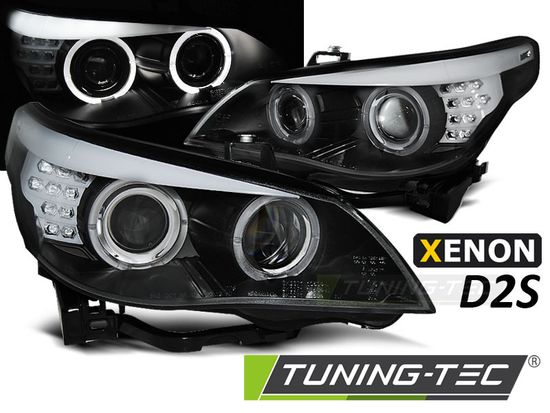 Фары передние ANGEL EYES BLACK LED INDICATOR fits BMW E60/E61 03-04
