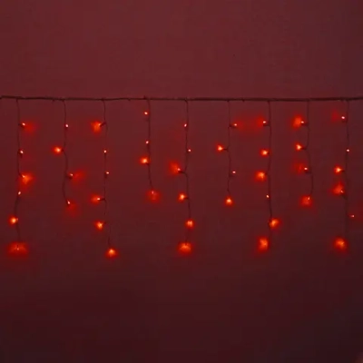 Гирлянда для улицы БАХРОМА ш3м* в40/60см 100 ламп LED, прозр. пров, 8 реж, IP-54, Красный (возможность соединения)