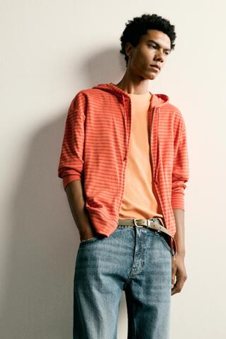 ZARA ХУДИ В ПОЛОСКУ, ОРАНЖЕВЫЙ