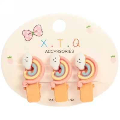 Зажимы для волос детские 3шт «Mini lady», облачки, 6*5см