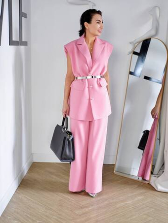 Брюки палаццо в нежно-розовом