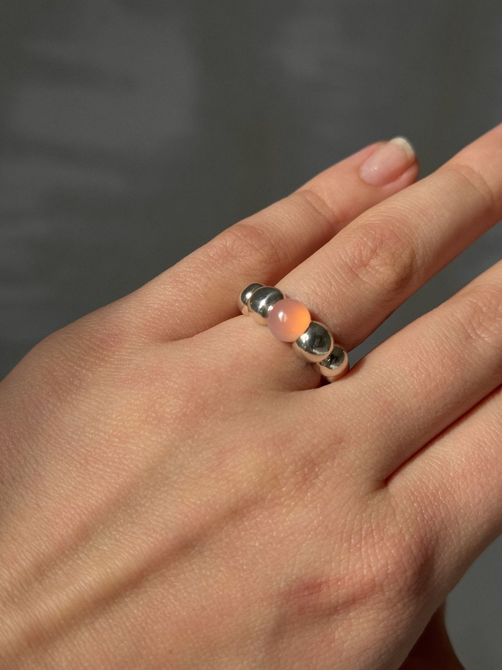 Кольцо Шары (розовый халцедон)