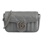 GUCCI Marmont Quilted Leather Shoulder Bag, Crossbody Bag Extra Mini Women"s Gray