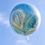 Шар 3D сфера, фольга, 15"/38 см, мрамор синий (AN) (БГ-19)