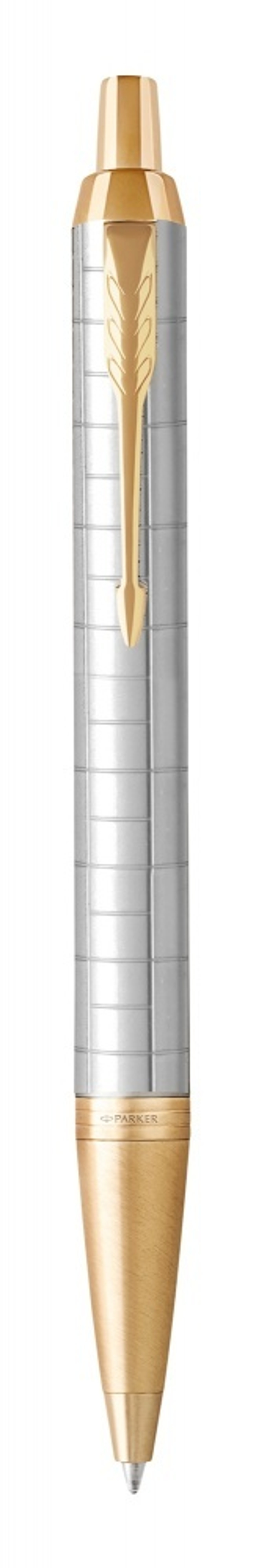 Подарочный набор: Ручка шариковая Parker IM Premium K318 Pearl GT, цвет чернил синий и белый недатированный ежедневник с золотым срезом