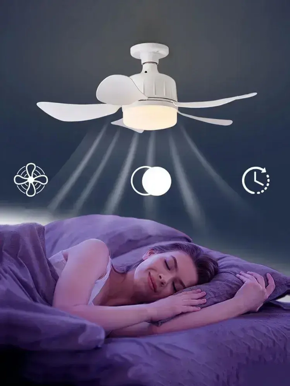 Розетка вентилятора с цоколем, беспроводной пульт дистанционного управления, светодиодная лампа, потолочный вентилятор