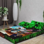 Бескаркасный диван кровать раскладной "Minecraft"