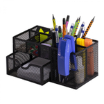 Подставка-органайзер д/канцтоваров, Alingar, металлическая, 20,5 см * 11,5 см*11 см, 8 отделений, выдвижной ящик, черный