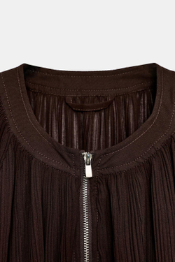 ZARA ПЛИССИРОВАННАЯ КУРТКА ИЗ ОРГАНЗЫ, КОРИЧНЕВЫЙ