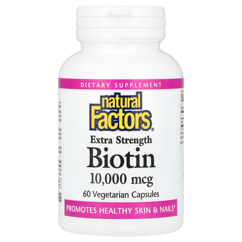 Natural Factors, биотин, 10 000 мкг, 60 вегетарианских капсул
