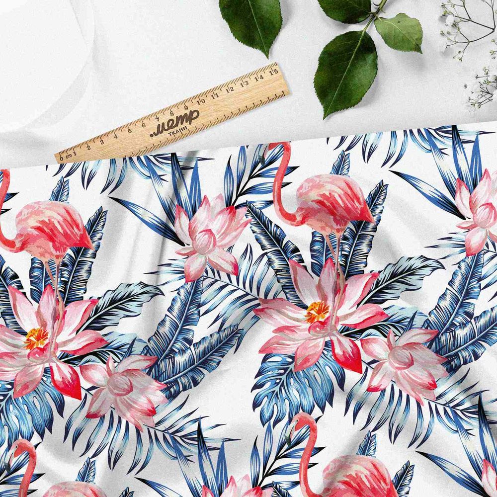 Ткань оксфорд 210 тропический фламинго