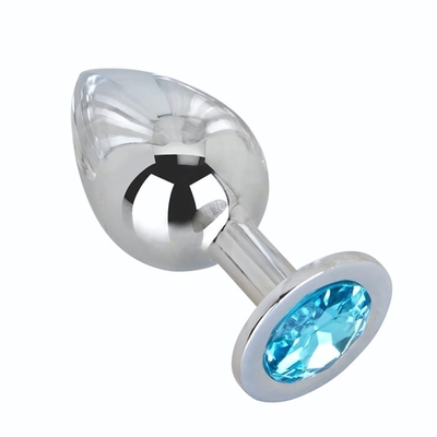 Большой стальной плаг с голубым кристаллом High Sky - 9,5 см. (Цвет: голубой)