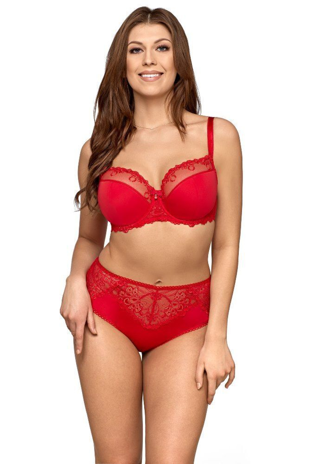 Бюстгальтер с полусшивными чашками с изысканным кружевом (Размер: 80D) (Цвет: бежевый)