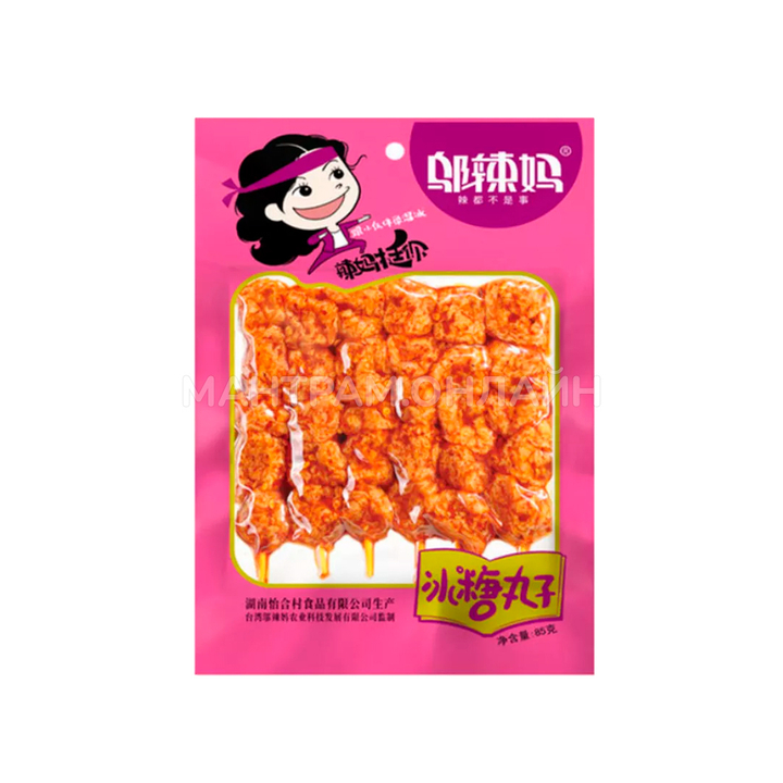 Шашлычки соевые Wu La Ma слабоострые 6 шт (розовые) 85 г