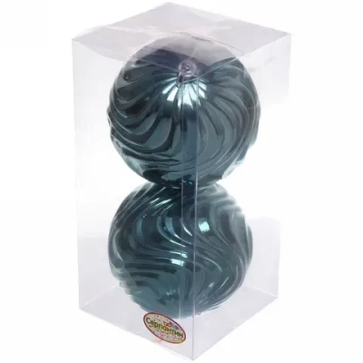 Новогодние шары 10 см (набор 2 шт) «Рельеф», темный нефрит