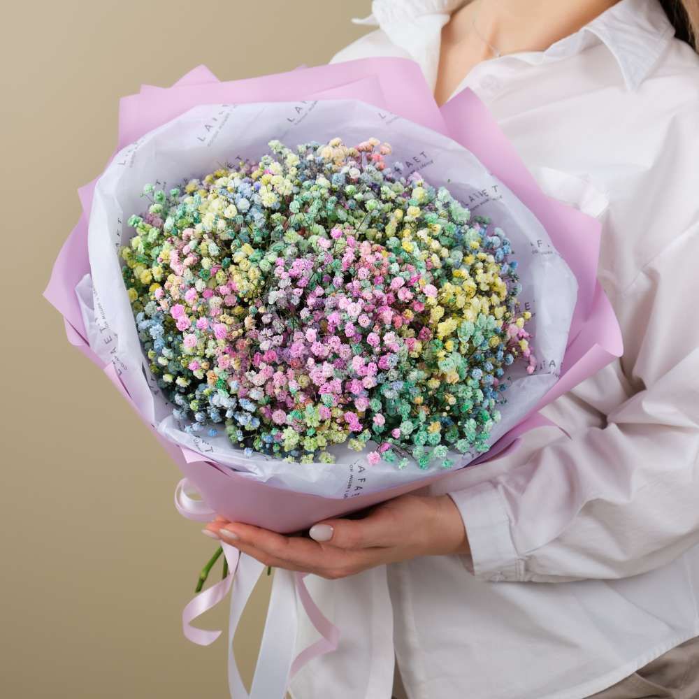 Букет цветов из 11 радужных гипсофил