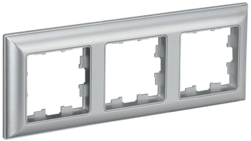 BRITE Рамка 3-местная РУ-3-Бр алюминий/алюминий IEK