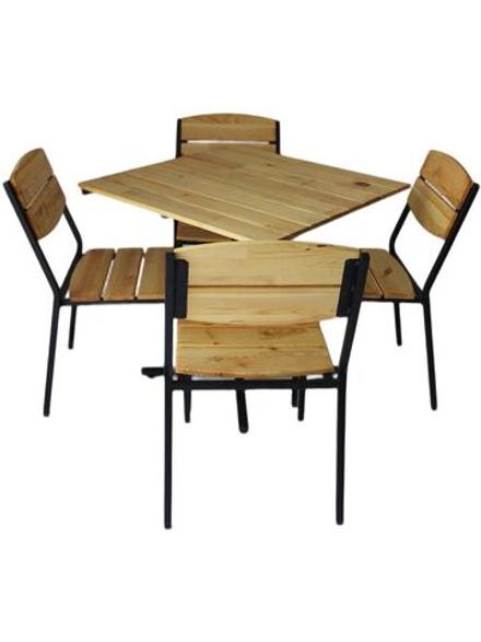 Стул металлический с деревом, для кафе, дачи, ресторана. Цвет - сосна 4 шт.