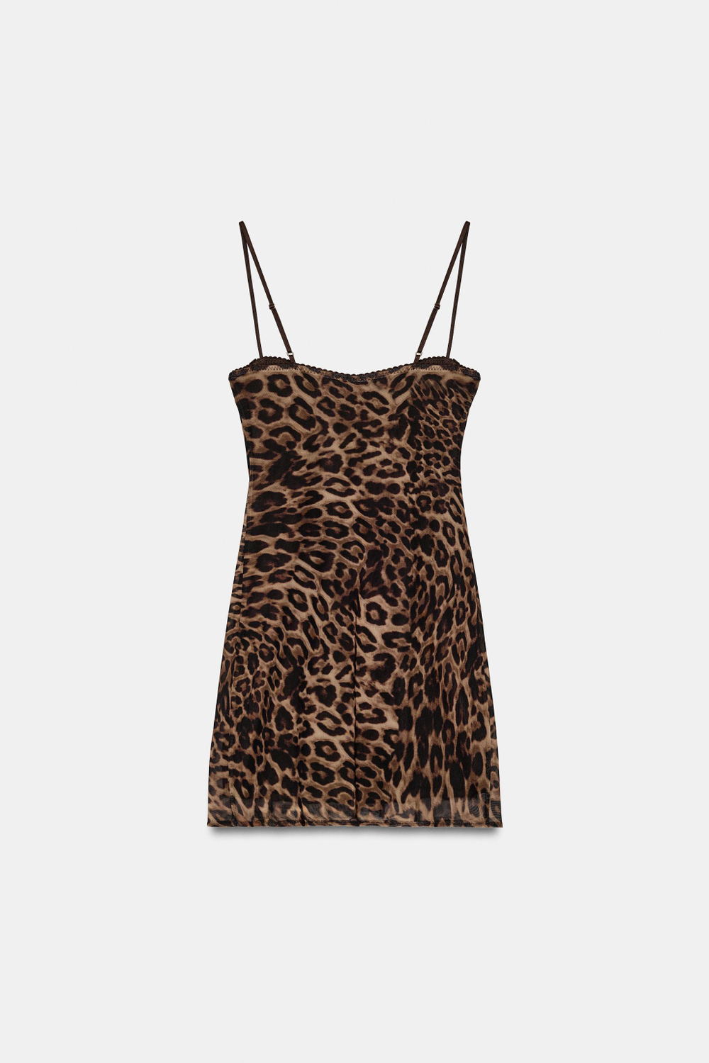ZARA ПЛАТЬЕ-КОРСЕТ ИЗ ПОЛУПРОЗРАЧНОЙ ТКАНИ С АНИМАЛИСТИЧЕСКИМ ПРИНТОМ, ЛЕОПАРДОВЫЙ/НЕЖНО-КОРИЧНЕВЫЙ