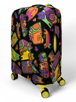 Чехол на чемодан 24", цвет чёрный/разноцветный, Коты