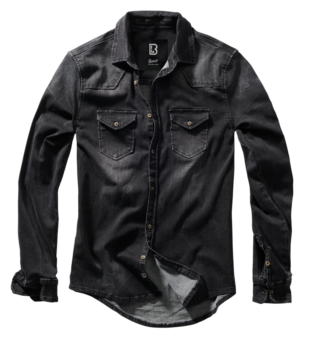 Brandit RILEY DENIM SHIRT LONG SLEEVE black