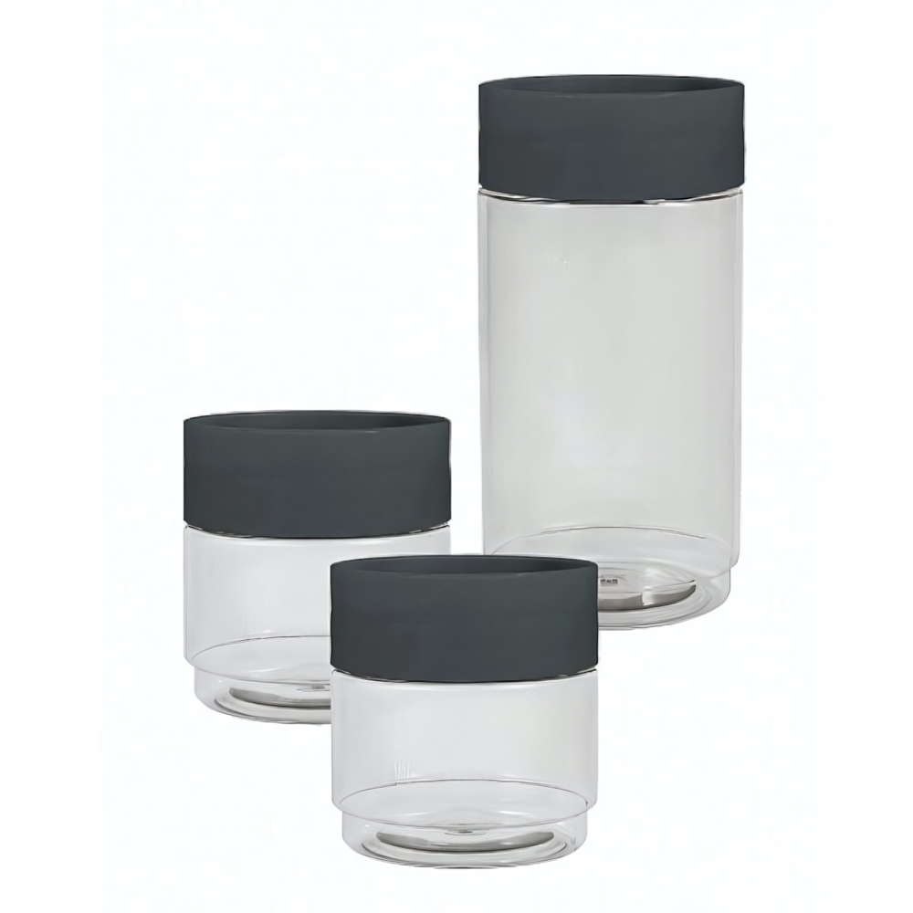 Комплект емкостей для сыпучих продуктов "Asti" 3 шт. (0,5л+0,5л+1,0л) (черный)