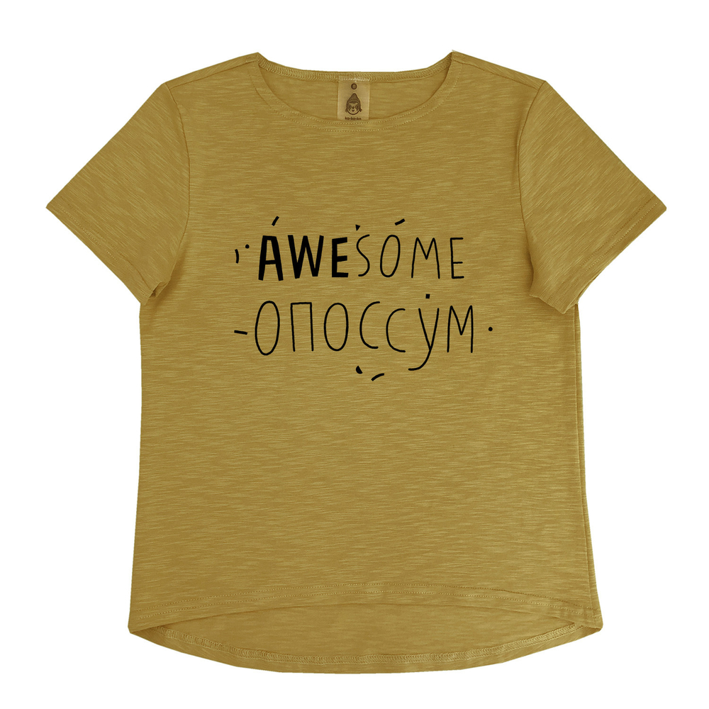 Футболка "Awesome Опоссум" горчичная (детские)
