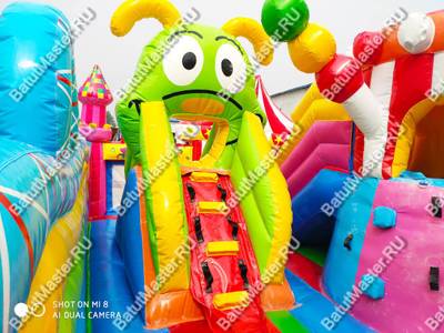 Коммерческий надувной батут "Парк развлечений 2" 12*7*7 м без фигуры клоуна