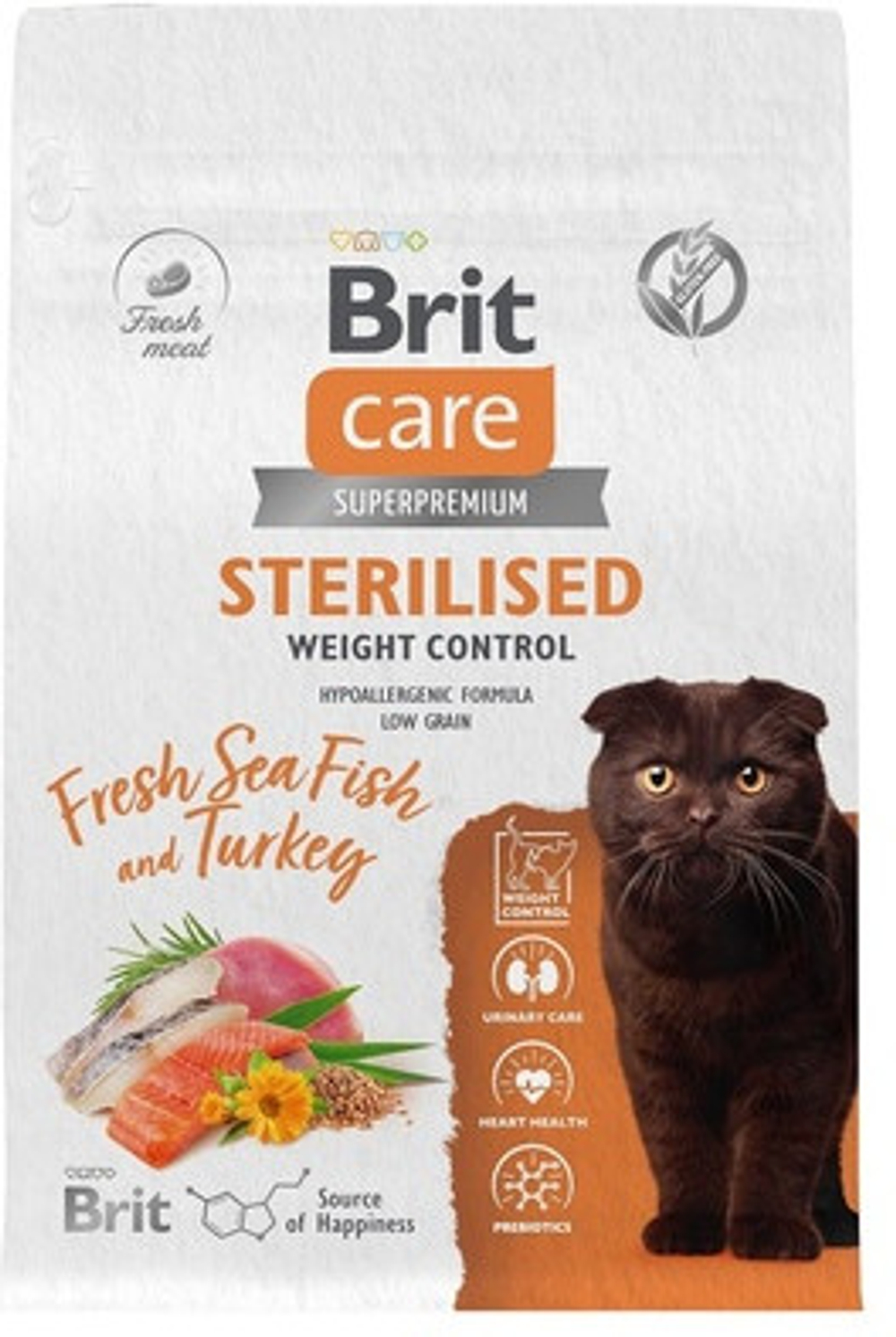 BRIT CARE, Сухой корм для кошек, Морская рыба и индейка, 400 гр.