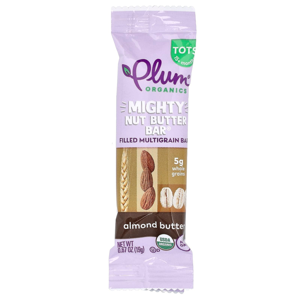 Plum Organics, Mighty Nut Butter Bar, для детей от 15 месяцев, миндальное масло, 5 батончиков, по 19 г (0,67 унции)