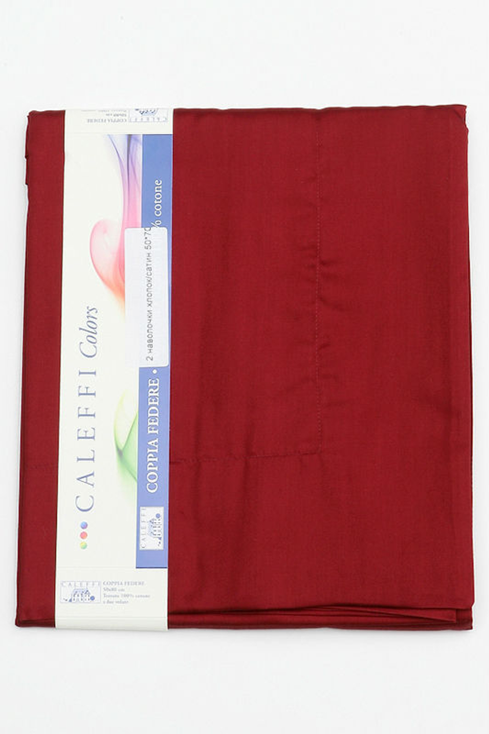 Простыня на резинке 220x200 Сaleffi Raso Tinta Unito с бордюром сатин бордовая Италия