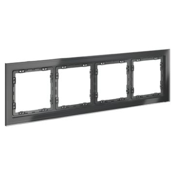 Рамка стеклянная VOLTUM S70 на 4 поста, (графит, стекло)