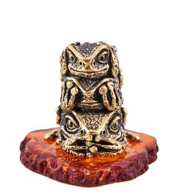 Народные промыслы AM-3695 Фигурка «Лягушки Мудрости» (латунь, янтарь)