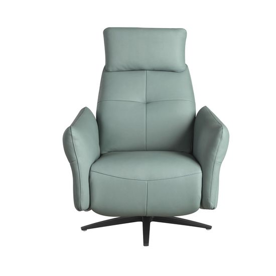 Вращающееся кресло-реклайнер 5174 из бирюзово-зелёной кожи