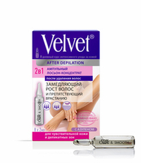 Velvet Ампульный Лосьон-концентрат после удаления волос 2 в 1 замедляющий рост волос и препятствующий врастанию для чувствительной кожи