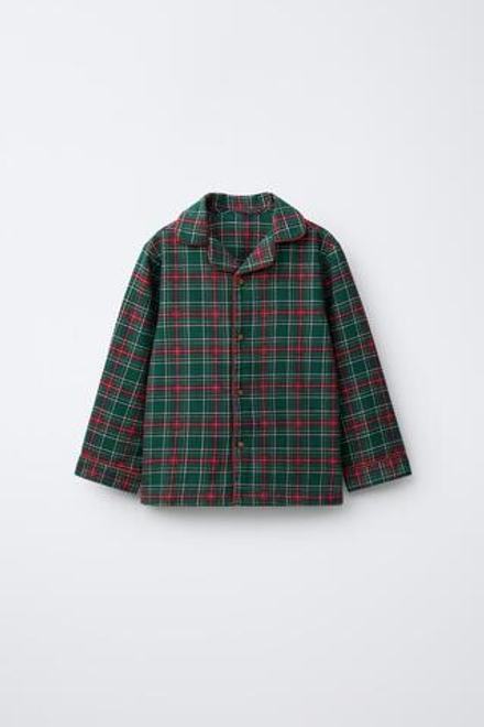 ZARA ФЛАНЕЛЕВАЯ ПИЖАМА В КЛЕТКУ, ЗЕЛЕНЫЙ