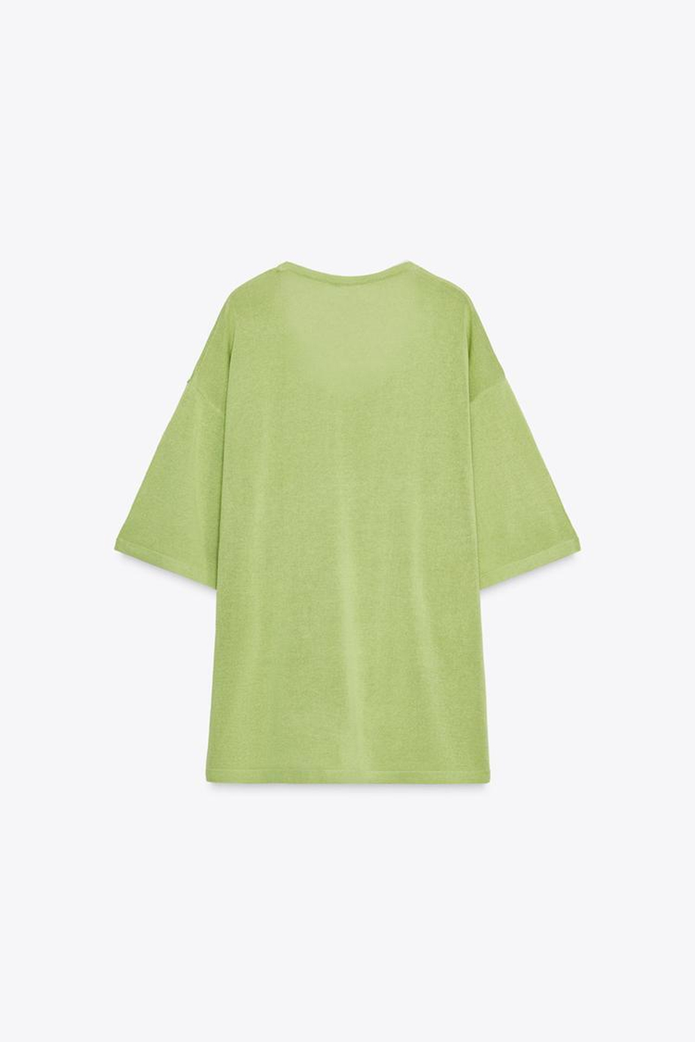 ZARA ТРИКОТАЖНЫЙ ТОП ОВЕРСАЙЗ С КОРОТКИМИ РУКАВАМИ, ЗЕЛЕНЫЙ