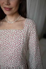 Платье Скарлетт из фланели для беременных и кормящих мам, Кремовый с розовыми цветами