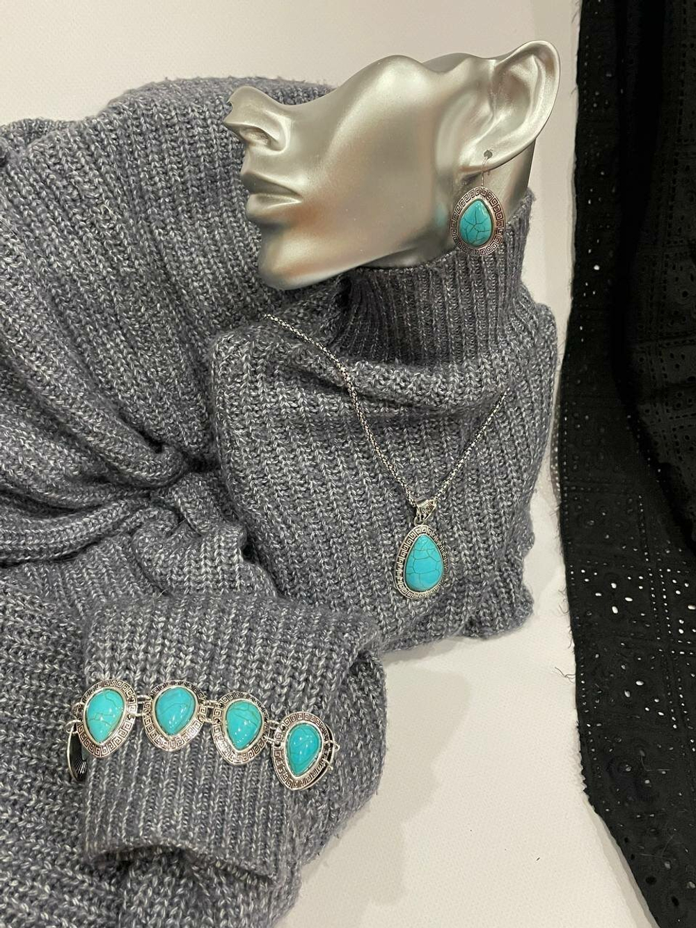 Комплект бижутерии "Бирюза" - Форма "Капля"