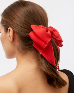 Бант "Бэтман" из натурального красного шёлка с декором