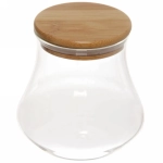 Банка для продуктов стеклянная 700мл «Хай-Тек» с бамбуковой крышкой, груша