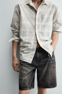 ZARA ДЖИНСОВЫЕ ШОРТЫ RELAXED FIT, ТЕМНО-СЕРЫЙ