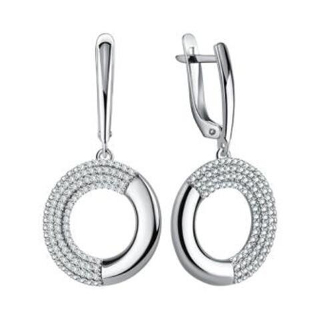 Серьги из серебра с фианитами