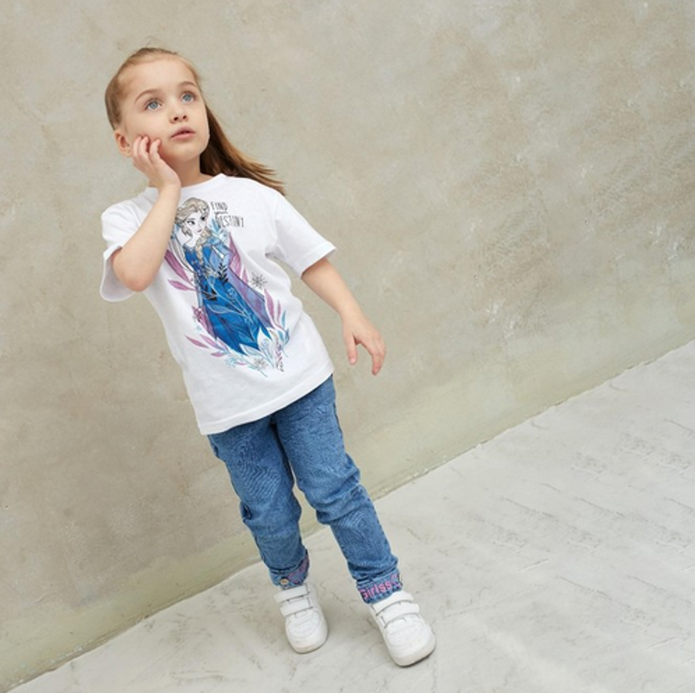 Футболка для девочек "Эльза" Холодное сердце, р. 122-128, белый 6485888, 1 шт.
