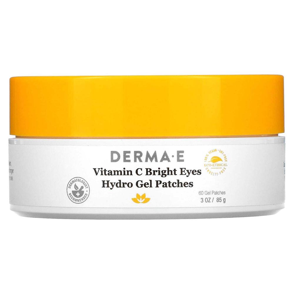 DERMA E, Гидрогелевые патчи для глаз с витамином C Bright, для всех типов кожи, 60 гелевых патчей