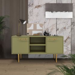 Тумба под ТВ Арт Колор matte 117см Стайл Голд Зеленая олива матовая