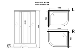Душевая кабина Niagara (Ниагара) Promo P100/70/26R/MT/BK со средним поддоном, 100х70х195