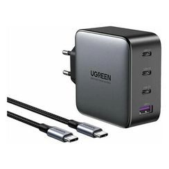 Сетевое зарядное устройство Ugreen CD226 USB-A + 3 x USB-C 100W GaN (90575) серый космос