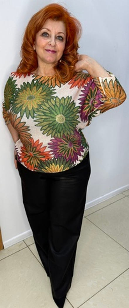 Яркий трикотажный джемпер-блузон "ириска"