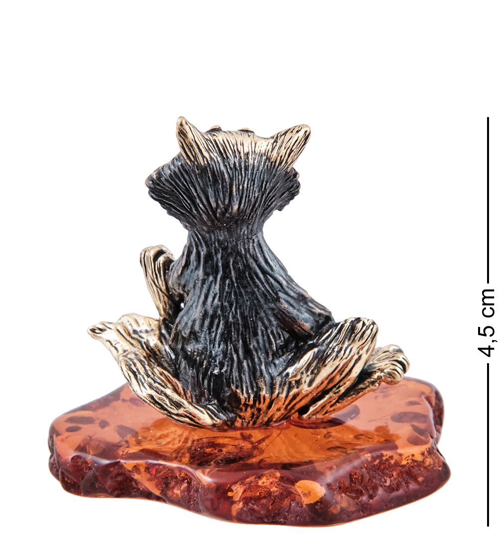 Народные промыслы AM-3956 Фигурка «Кот воришка» (латунь, янтарь)